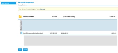 Selenity receipt management screen