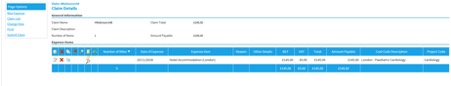 Selenity claim details screen - hotel example