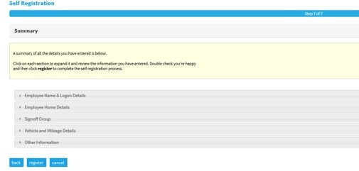 Selenity summary of expenses screen