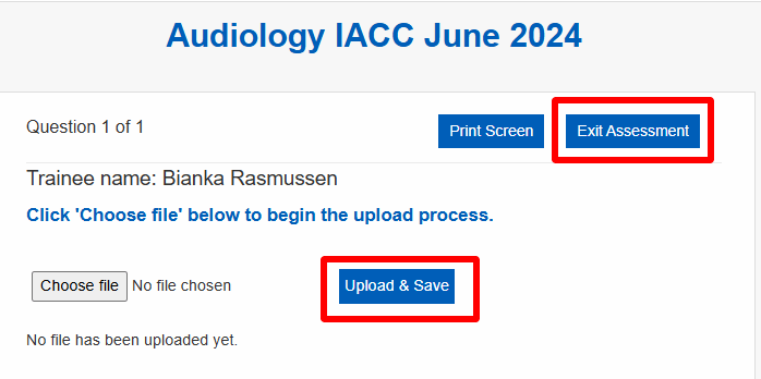Screenshot of the upload and save screen in eNetAssess